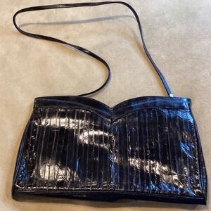 Eel Skin Black‎ Crossbody or Clutch Bag Purse Unbranded Vintage
